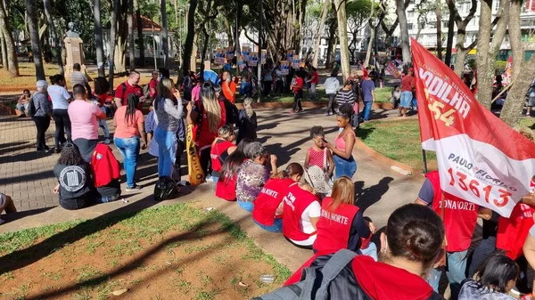 ブラジル選挙 労働党の支持者と活動家がサンパウロで散歩に参加します 2022年9月23日ブラジル サンパウロ — ストック写真