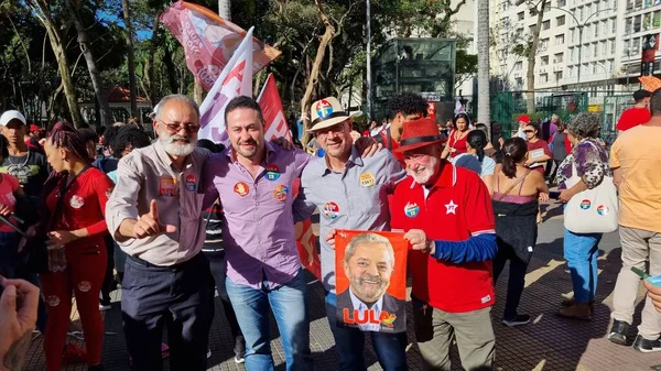 Brezilya Seçimleri Şçi Partisi Destekçileri Aktivistleri Sao Paulo Bir Yürüyüşe — Stok fotoğraf