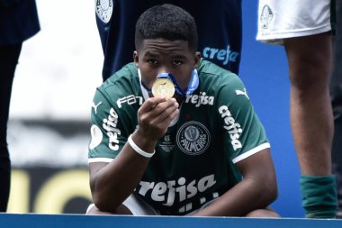 Brezilya Futbol Şampiyonası 20 Yaş Altı - Final: Corinthians - Palmeiras. 25 Eylül 2022, Sao Paulo, Brezilya: Korintliler ve Palmeiras arasındaki futbol maçı, Brezilya 20 Yaş Altı Futbol Şampiyonası finali için geçerlidir - Final