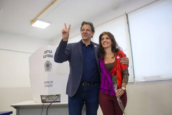 Brazil Elections Fernando Haddad Voted Catamara School October 2022 Sao — Stock Photo, Image