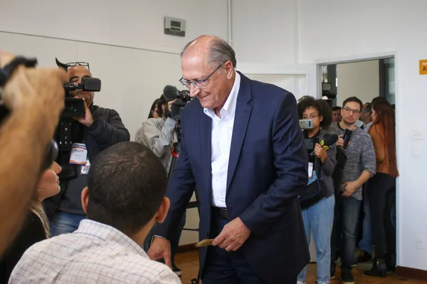 Elecciones Brasil Gobernador Geraldo Alckmin Vicepresidente Candidatura Lula Vota Sao — Foto de Stock