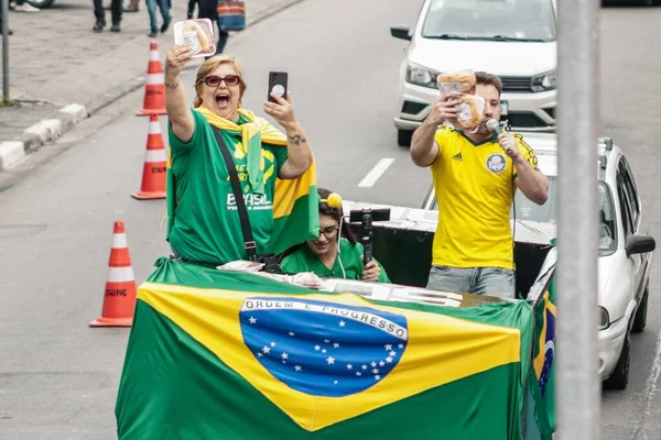 Int Sostenitori Del Governo Bolsonaro Affrontano Membri Dei Partiti Operai — Foto Stock