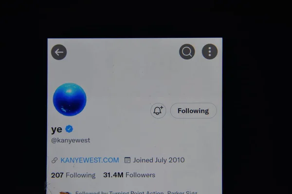 Kanye Wests Twitter Instagram Účet Byly Uzamčeny Října 2022 New — Stock fotografie