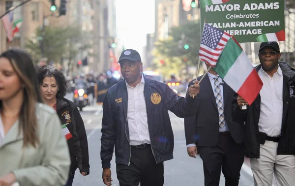 Nyc Burgemeester Eric Adams Tijdens Columbus Day Parade 2022 Nyc — Stockfoto