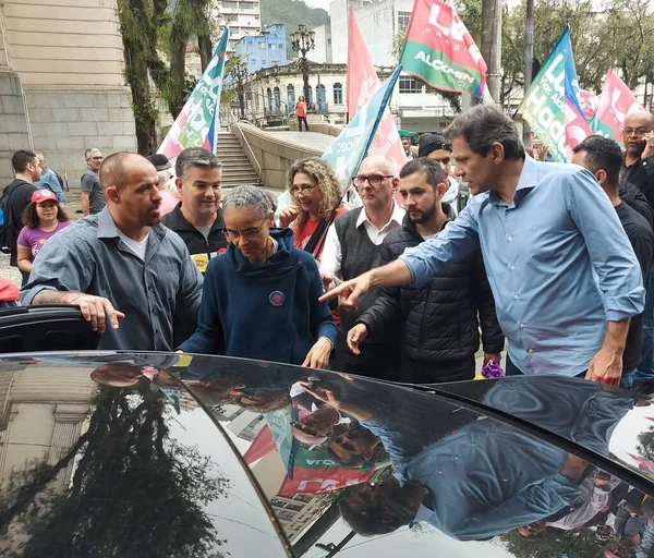 Brezilya Seçimleri Sao Paulo Fernando Haddad Valiliği Için Santos Şehrinde — Stok fotoğraf