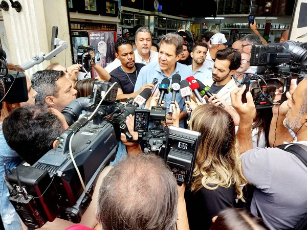 Brasilien Val Kandidat Till Guvernör Sao Paulo Fernando Haddad Kampanjer — Stockfoto