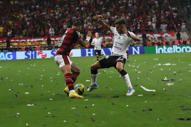 Brezilya Futbol Kupası - Finaller: Korintliler Flamengo 'ya karşı. 12 Ekim 2022, Sao Paulo, Brezilya: Korintliler ve Flamengo arasındaki futbol maçı, Brezilya Futbol Kupası için geçerli - finaller, 12 Çarşamba günü Sao Paulo 'daki Neo Quimica Arena Stadyumu' nda yapıldı.). 