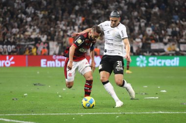 Brezilya Futbol Kupası - Finaller: Korintliler Flamengo 'ya karşı. 12 Ekim 2022, Sao Paulo, Brezilya: Korintliler ve Flamengo arasındaki futbol maçı, Brezilya Futbol Kupası için geçerli - finaller, 12 Çarşamba günü Sao Paulo 'daki Neo Quimica Arena Stadyumu' nda yapıldı.). 