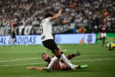 Brezilya Futbol Kupası - Finaller: Korintliler Flamengo 'ya karşı. 12 Ekim 2022, Sao Paulo, Brezilya: Korintliler ve Flamengo arasındaki futbol maçı, Brezilya Futbol Kupası için geçerli - finaller, 12 Çarşamba günü Sao Paulo 'daki Neo Quimica Arena Stadyumu' nda yapıldı.). 