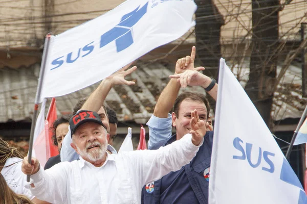 Promenad Med Brasiliens Presidentkandidat Lula Favela Alemao Rio Janeiro Oktober — Stockfoto