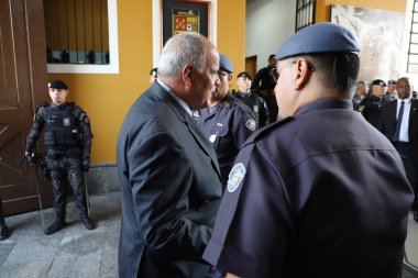 Sao Paulo 'daki taktik polisliğe atıfta bulunan Rota' nın kuruluşunun 52. yıldönümünü kutluyoruz. Outubro 14, 2022, Sao Paulo, Brezilya 1. Tabur 'da 