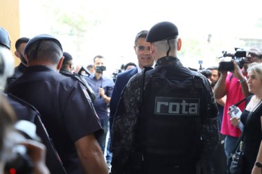 Sao Paulo 'daki taktik polisliğe atıfta bulunan Rota' nın kuruluşunun 52. yıldönümünü kutluyoruz. Outubro 14, 2022, Sao Paulo, Brezilya 1. Tabur 'da 