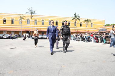 Sao Paulo 'daki taktik polisliğe atıfta bulunan Rota' nın kuruluşunun 52. yıldönümünü kutluyoruz. Outubro 14, 2022, Sao Paulo, Brezilya 1. Tabur 'da 