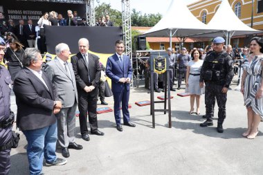 Sao Paulo 'daki taktik polisliğe atıfta bulunan Rota' nın kuruluşunun 52. yıldönümünü kutluyoruz. Outubro 14, 2022, Sao Paulo, Brezilya 1. Tabur 'da 