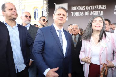 Sao Paulo 'daki taktik polisliğe atıfta bulunan Rota' nın kuruluşunun 52. yıldönümünü kutluyoruz. Outubro 14, 2022, Sao Paulo, Brezilya 1. Tabur 'da 