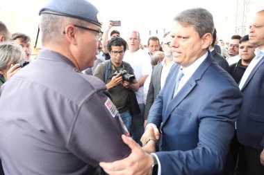 Sao Paulo 'daki taktik polisliğe atıfta bulunan Rota' nın kuruluşunun 52. yıldönümünü kutluyoruz. Outubro 14, 2022, Sao Paulo, Brezilya 1. Tabur 'da 