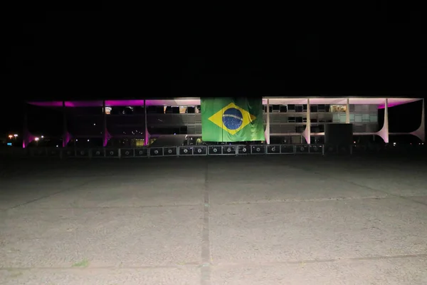 Brezilya Bayrağı Brezilya Palacio Planalto Cephesi Yerleştirildi Ekim 2022 Brezilya — Stok fotoğraf