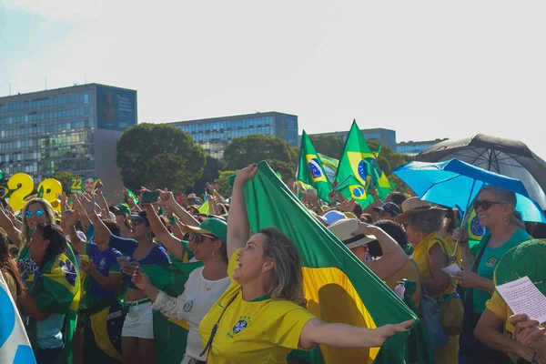 United Brazil Ženy Demonstrují Pro Bolsonaro Esplanade Ministerstev Federálním Okresu — Stock fotografie