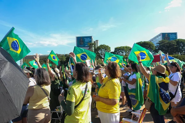 ブラジルのために統一された 女性は 連邦地区のミニストリーのエスプラネードでプロ ボルソナーロを実証しています 2022年10月15日 ブラジル連邦管区ブラジリア ブラジルのための女性連合会議 祖国のために — ストック写真