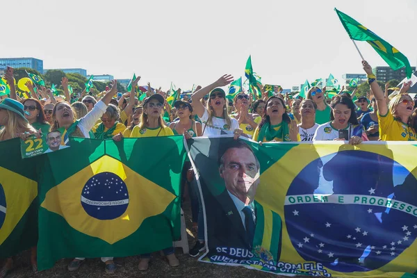 Együtt Brazíliáért Nők Bolsonaro Mellett Tüntetnek Minisztériumok Esplanade Ján Szövetségi — Stock Fotó