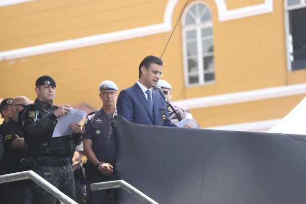 Sao Paulo Daki Taktik Polisliğe Atıfta Bulunan Rota Nın Kuruluşunun — Stok fotoğraf