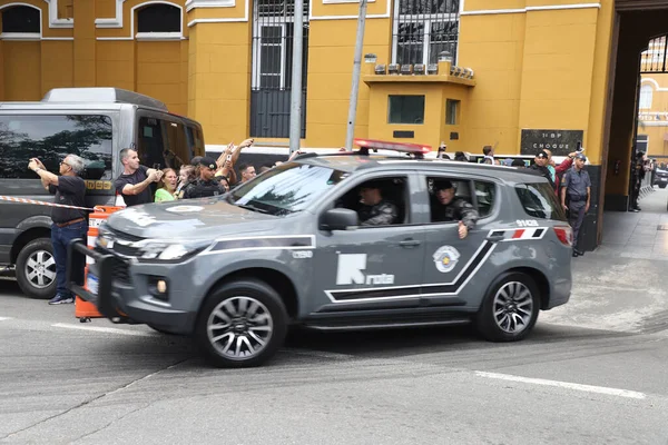 Sao Paulo Daki Taktik Polisliğe Atıfta Bulunan Rota Nın Kuruluşunun — Stok fotoğraf