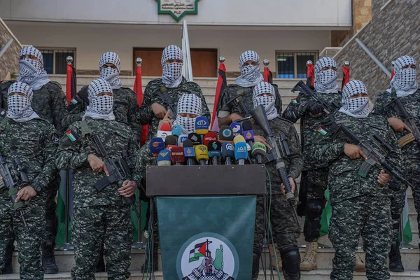 Cámara Conjunta Las Facciones Palestinas Celebra Una Importante Conferencia Prensa —  Fotos de Stock