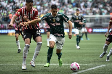 Brezilya Futbol Şampiyonası: Palmeiras Sao Paulo 'ya karşı. 16 Ekim 2022, Sao Paulo, Brezilya: Sao Paulo 'daki Allianz Parque Stadyumu' nda düzenlenen Brezilya Futbol Şampiyonası 'nın 32.