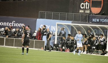 2022 Audi MLS Kupası Playoff 'ları NYCFC ve Miami CF arasında. 17 Ekim 2022, New York, ABD: New York City Futbol Kulübü (NYCFC) ile Citi Field 'da oynanan Inter Miami CF arasındaki 2022 Audi MLS Cup Playoffları 1. 