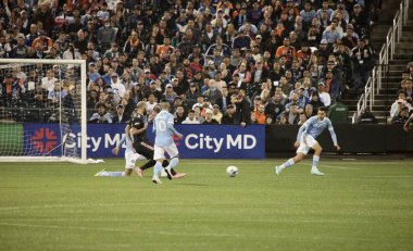 2022 Audi MLS Kupası Playoff 'ları NYCFC ve Miami CF arasında. 17 Ekim 2022, New York, ABD: New York City Futbol Kulübü (NYCFC) ile Citi Field 'da oynanan Inter Miami CF arasındaki 2022 Audi MLS Cup Playoffları 1. 