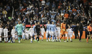 2022 Audi MLS Kupası Playoff 'ları NYCFC ve Miami CF arasında. 17 Ekim 2022, New York, ABD: New York City Futbol Kulübü (NYCFC) ile Citi Field 'da oynanan Inter Miami CF arasındaki 2022 Audi MLS Cup Playoffları 1. 