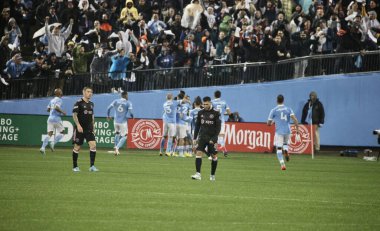 NYCFC 2022 Audi MLS Cup playoff 'larını Inter Miami CF' e karşı birinci turda kazandı. 17 Ekim 2022, New York, ABD: NYCFC, Corona, New York 'taki Citi Field' da Inter Miami CF 'yi 3-0 yenerek 2022 Audi MLS Cup playoffları birinci turunu kazandı. Th