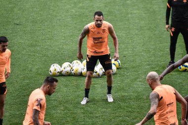 Brezilya Futbol Kupası - Finais: Flamengo Corinthians 'a karşı. 17 Ekim 2022, Sao Paulo, Brezilya: Brezilya Futbol Kupası rövanş maçı öncesinde Korintliler için açık antrenman - Finaller, 17 Pazartesi günü Sao Paulo 'daki Neo Quimica Arena Stadyumu' nda düzenlendi.). 