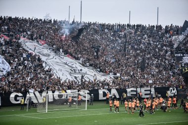 Brezilya Futbol Kupası - Finais: Flamengo Corinthians 'a karşı. 17 Ekim 2022, Sao Paulo, Brezilya: Brezilya Futbol Kupası rövanş maçı öncesinde Korintliler için açık antrenman - Finaller, 17 Pazartesi günü Sao Paulo 'daki Neo Quimica Arena Stadyumu' nda düzenlendi.). 