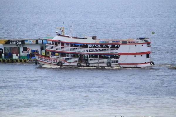 Les Inondations Amazonie Nuisent Navigation Modifient Les Paysages Bordure Manaus — Photo