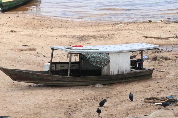 Las Inundaciones Amazonas Perjudica Navegación Cambia Paisaje Borde Manaus Octubre — Foto de Stock