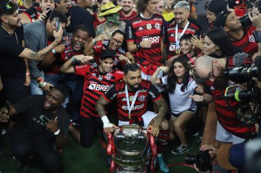 Brezilya Futbol Kupası - Finaller: Flamengo Corinthians 'a karşı. 19 Ekim 2022, Rio de Janeiro, Brezilya: Famengo ile Corinthians arasındaki futbol maçı, 19 Çarşamba günü Rio de Janeiro 'daki Maracana Stadyumu' nda düzenlenen Brezilya Futbol Kupası finali için geçerli.).