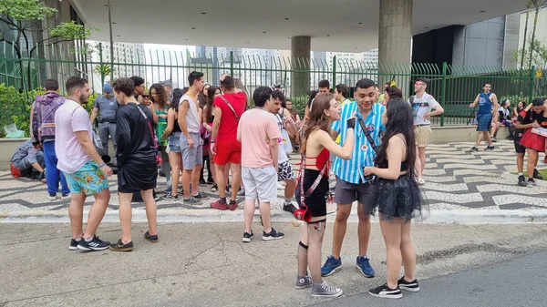 Estudiantes Derecho Durante Tradicional Peruada Usp 2022 Sao Paulo Octubre —  Fotos de Stock