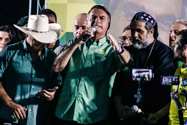 Brazílie Volby Brazilský Prezident Jair Bolsonaro Účastní Shromáždění Guarulhos Sao — Stock fotografie