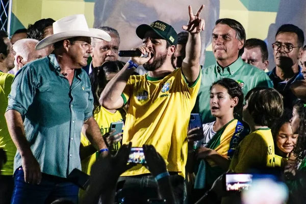 Elections Brésil Président Brésilien Jair Bolsonaro Assiste Rassemblement Guarulhos Sao — Photo