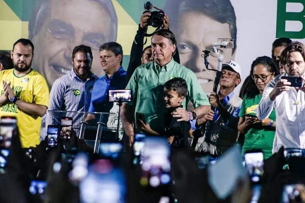 Wybory Brazylii Prezydent Brazylii Jair Bolsonaro Bierze Udział Rajdzie Guarulhos — Zdjęcie stockowe