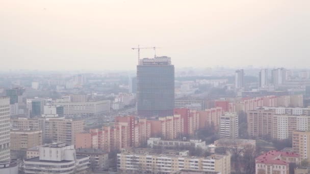 Hava Manzarası, Minsk Şehri, Belarus. Şehir merkezi. Panorama Ofisi yelken ve sokak maksimum tankı. Nemiga 'nın hava görüntüsü — Stok video