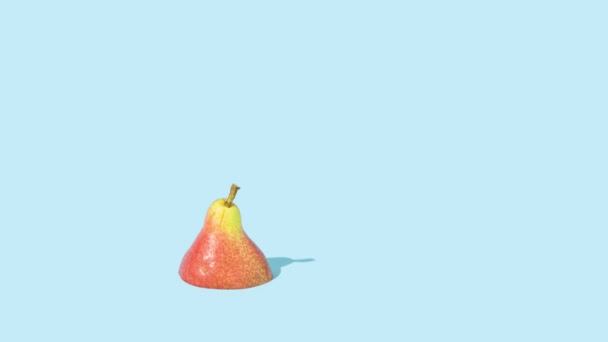 Appearing Disappearing Fresh Pears Bright Blue Background Healthy Organic Fruits — Vídeo de Stock
