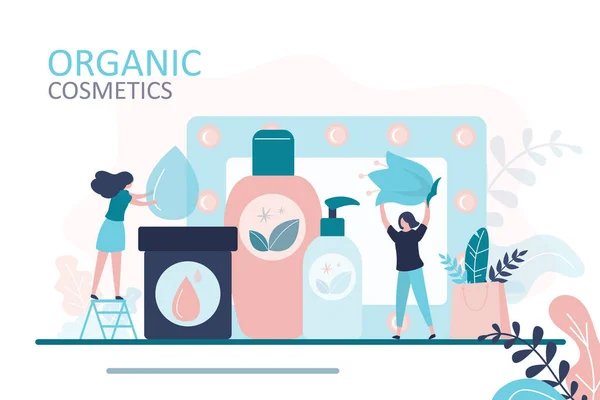 Pessoas Que Fazem Cosméticos Orgânicos Partir Produtos Ecológicos Personagem Feminino — Vetor de Stock