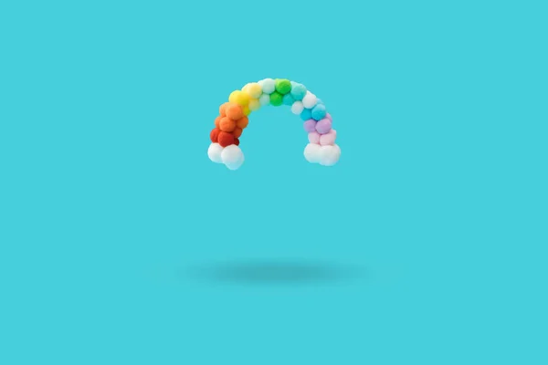 Pom Pom Rainbow Blue Background — Stock Fotó