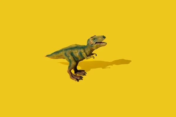 Dinossauros Tyrannosaurus Rex Sobre Fundo Amarelo Rex Brinquedo — Fotografia de Stock