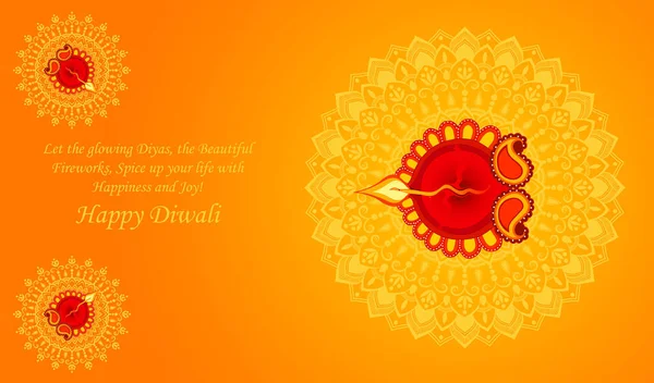 Ευτυχισμένο Diwali Ταπετσαρία Λάμπα Πετρελαίου Diya Και Mandala Στο Παρασκήνιο — Φωτογραφία Αρχείου