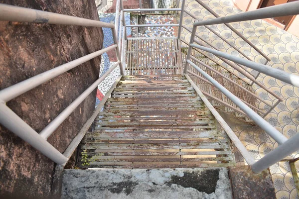 Staircase Photo Going Downstairs Made Steel — Stock Photo, Image