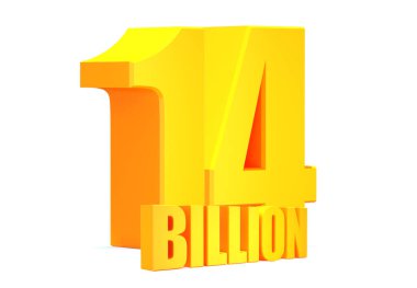 Altın 14 Milyar Görünüm Beyaz arka plan 33D illüstrasyon