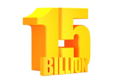 Altın 15 Milyar Görünüm Beyaz arka plan 33D illüstrasyon